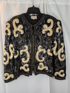 Frank Usher rare vintage 80’s silk sequin box jacket size M in VGUC